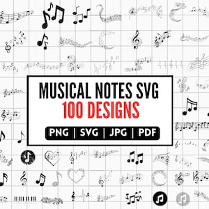 Musiknoten SVG Bundle, Musiknoten Cut Files, Noten Monogramme, Musiknote Designs für Cricut, Silhoutte, Cameo