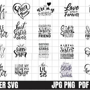 20 Schwester SVGBundle, Schwester Zitate SVG, lustige Schwester PNG, Schwester Shirt svg, große Schwester svg, Best Friends SVG, Cut File, Silhouette