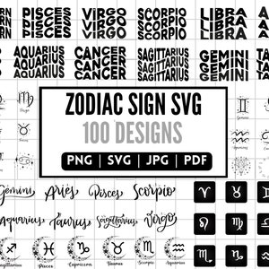Zodiac SVG PNG Mega Bundle, Zodiac SVG, Horoscoop SVG, Celestial SVG, Constellation SVG, Stars SVG, Astrology SVG, Digital Files
