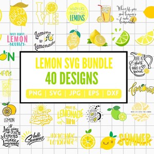 40 citroner SVG-paket, citron SVG-designer, sommar SVG, citrondekor, citronsublimeringsdesign, citronklippfiler för Cricut, silhuett, cameo