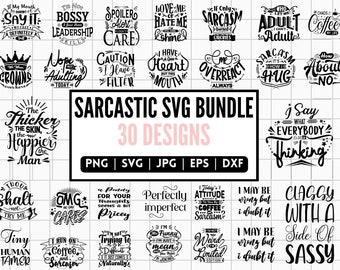 30 Sarcastic quotes svg bundle, funny quotes png design, sarcastic quotes cut files, funny tshirt prints, funny sayings cut files