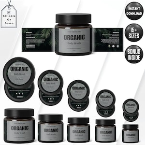 Cosmetic Label Template, Custom Jar Labels, Skincare Products Branding, Body Butter Labels Download, Editable DIY Brand Labels