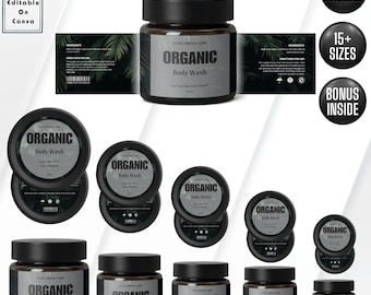 Cosmetic Label Template, Custom Jar Labels, Skincare Products Branding, Body Butter Labels Download, Editable DIY Brand Labels