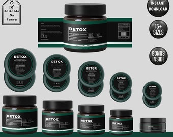 Cosmetic Label Template, Custom Jar Labels, Skincare Products Branding, Body Butter Labels Download, Editable DIY Brand Labels