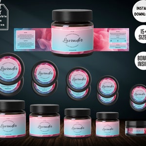 Cosmetic Label Template, Custom Jar Labels, Skincare Products Branding, Body Butter Labels Download, Editable DIY Brand Labels