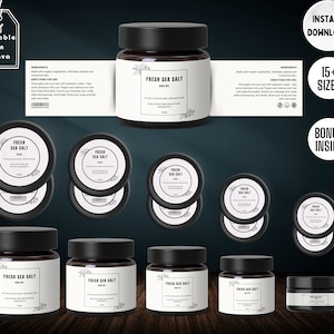 Cosmetic Label Template, Custom Jar Labels, Skincare Products Branding, Body Butter Labels Download, Editable DIY Brand Labels