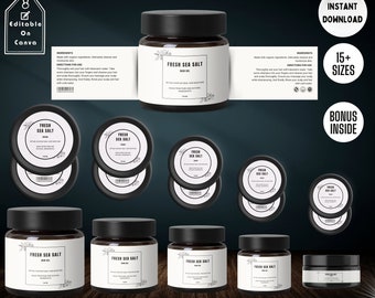Cosmetic Label Template, Custom Jar Labels, Skincare Products Branding, Body Butter Labels Download, Editable DIY Brand Labels
