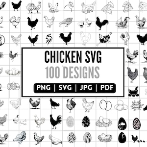 Poulet SVG Bundle, poulet PNG Bundle, Clipart poulet, poulet SVG coupe fichiers Cricut, Silhouette de poulet, coq svg, Svg de poule.
