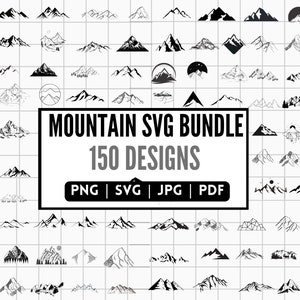 SVG-bundel bergen, bergketens vectorbestanden, bergmonogram, wandelen bergen SVG-ontwerp, berg gesneden bestanden voor de Cricut, silhouet