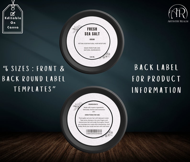 Cosmetic Label Template, Custom Jar Labels, Skincare Products Branding ...