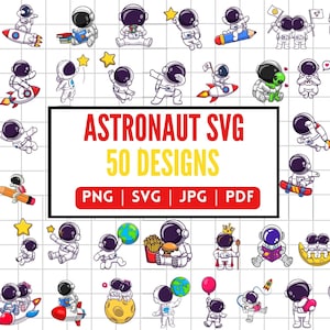 Pacote de PNG SVG de astronauta, Astronauta com foguete SVG, Criança astronauta svg, Universo, Astronauta, Espaço Svg, Clip art para Cricut, Silhoutte, Cameo