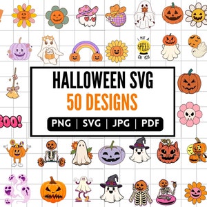 Retro Halloween SVG Bundle, Spooky Halloween Design, Halloween Cut Files For Cricut, Halloween Clipart, Halloween Png Bundle, Cute Halloween