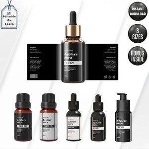 Essential Oil Bottle Label Template, DIY Label Design for Dropper Bottle, Editable Serum Label Canva Template, Custom Product Label