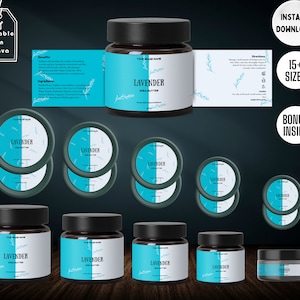 Cosmetic Label Template, Custom Jar Labels, Skincare Products Branding, Body Butter Labels Download, Editable DIY Brand Labels