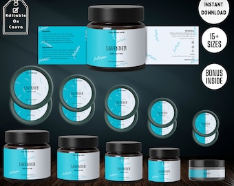 Cosmetic Label Template, Custom Jar Labels, Skincare Products Branding, Body Butter Labels Download, Editable DIY Brand Labels