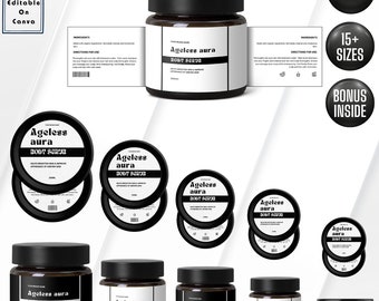 Cosmetic Label Template, Custom Jar Labels, Skincare Products Branding, Body Butter Labels Download, Editable DIY Brand Labels