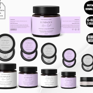Cosmetic Label Template, Custom Jar Labels, Skincare Products Branding, Body Butter Labels Download, Editable DIY Brand Labels