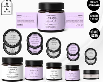 Cosmetic Label Template, Custom Jar Labels, Skincare Products Branding, Body Butter Labels Download, Editable DIY Brand Labels