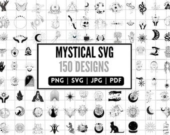 Mystical SVG Bundle, Mystic Moon SVG, Celestial SVG Bundle, Witchy Svg, Magic Svg, Mystic Cat Svg, Tarot Svg, Cricut, Silhouette