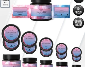 Cosmetic Label Template, Custom Jar Labels, Skincare Products Branding, Body Butter Labels Download, Editable DIY Brand Labels