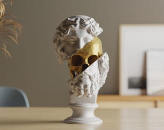 Zeus Skull Bust – Insight Unveiled – Symbolic Split Head Sculpture – 3D Printed Mythological Art