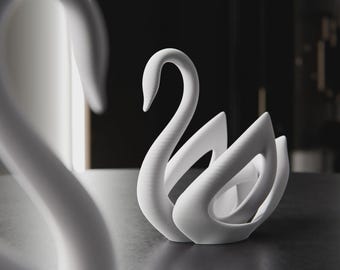Estatua de cisne minimalista: figura decorativa moderna impresa en 3D para el hogar