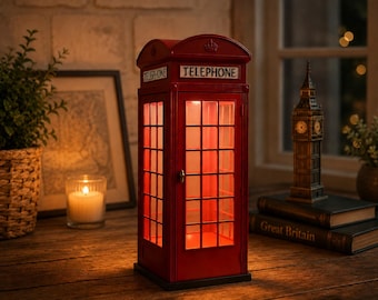 London Telephone Booth Lamp, British Phone Box LED Light, UK Decor,  London Gift