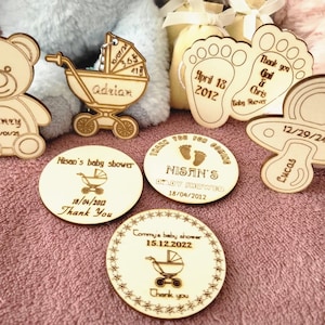 Personalized Baby Shower Magnet – Custom Wooden Baby Shower Favor Keepsake