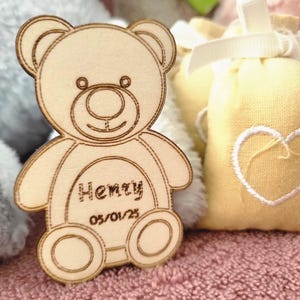 Personalized Baby Shower Magnet – Personalized Wooden Teddy Bear Magnet Custom Wooden Baby Shower Favor Keepsake