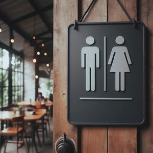 Modern toiletdeurbord – uniseks badkamersymbool – minimalistische toiletplaquette