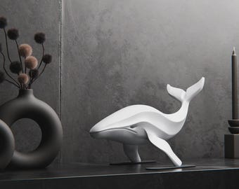 Majestic Whale Figurine – Serene 3D Printed Ocean Spirit – Modern Minimalist Home Decor