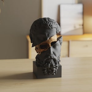 Abstracte Socrates-buste – &quot;Insight Unveiled&quot; – filosofische 3D-geprinte kunstsculptuur – Modern Grieks decor