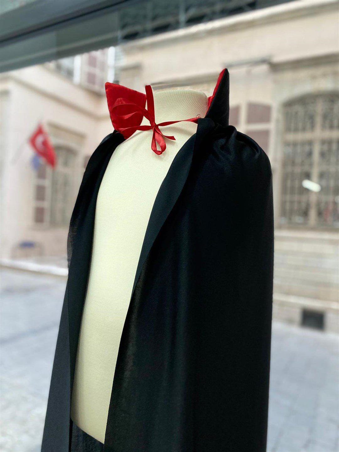 Black Vampire Cape With Red Collar – Halloween Costume Cloak - Etsy