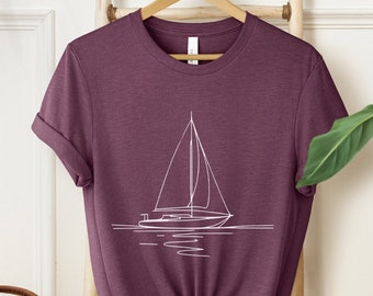 Sailing Shirt, Minimalist Sailboat T Shirt, Nautical Gift Sailing Tee Line Sail Shirt Sailing Gift