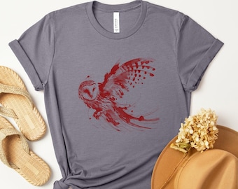 Eule Shirt, Vogel T-Shirt, Nachteule Shirt, süßes Eule T-Shirt, Grafik T-Shirt, cooles Eule Shirt, Tier Shirt Natur Shirt Rundhals Camper T-Shirt