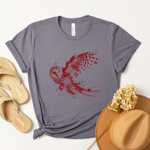 Owl Shirt, Bird T-shirt, Night Owl Shirt, Cute Owl T-shirt, Graphic Tee, Cool Owl Shirt, Animal Shirt Nature Shirt Crew Neck Camper Tee