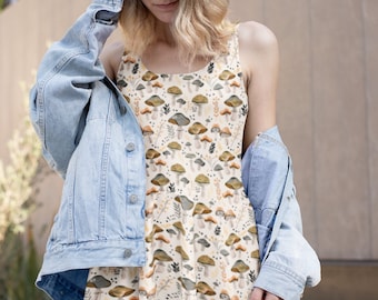 Women&#39;s Boho Mushroom Aesthetic Botanical Summer Dress