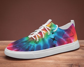 Psychedelic Tie Dye Mushroomcore Festival Shoes - Low Top Sneakers