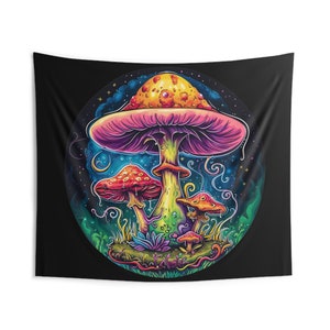 Trippy Wall Art Colorful Psychedelic Mushroom Trippy Mushroom Art Wall Tapestry Gift