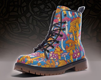 Retro Hippie 60s Psychedelic Mushroom Boots - Vintage-Inspired Footwear for Groovy Souls