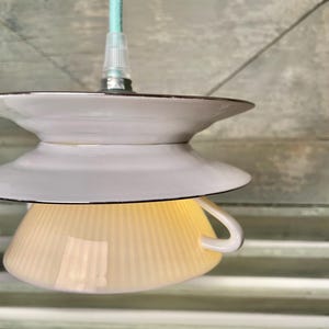 Flying soup cup, hanging lamp made of old porcelain