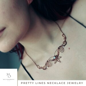 Handmade Copper Necklace: Artisan Crafted Pretty Lines Jewelry