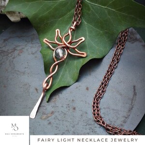 Handmade Copper Fairy Light Necklace: Unique Artisan Jewelry Gift