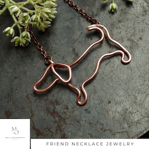 Handmade Copper Dachshund Necklace: Unique Friend Jewelry