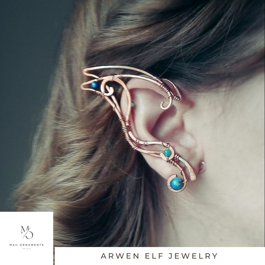 Handmade Arwen Elf Ear Cuff Set: Copper Wire Jewelry