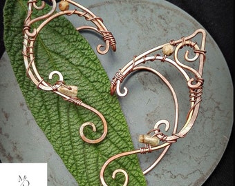 Handmade Copper Wire Elf Ear Cuffs: Fantasy Jewelry Set