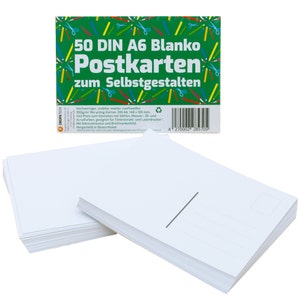 Blanko-Postkarten DIN A6 350 g/qm zum Selbstgestalten – 50 Stück, Extra dick, sanftweiß, Recycling, graue Adresslineatur