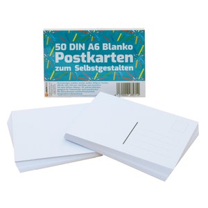 Blanko-Postkarten DIN A6 300 g/qm zum Selbstgestalten – 50 Stück, Extra dick, hochweiß, graue Adresslineatur