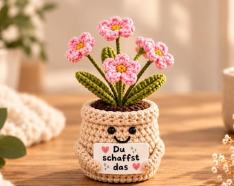 Pocket Hug Blume gehäkelt | Du schaffst das | Mutmacher Geschenk | Positive Affirmation | Prüfungs Geschenk | Aufmunterung | du schaffst das