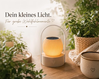 Lampada solare per giardino e campeggio | Luce decorativa a LED per esterni | Regalo per balcone, patio, camper, roulotte | Lampada da tavolo in PLA stile boho solare